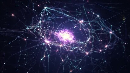 Poster - Vibrant Cosmic Network Showcasing a Galaxy Formation in Space Generative AI
