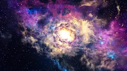 Poster - Colorful Cosmic Nebula With Shining Stars and Swirling Clouds Generative AI