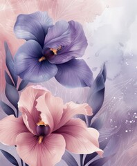 Poster - Elegant Purple and Pink Flowers With Soft Background