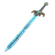 © MagicAI - A beautifully designed fantasy sword with a shimmering blue blade and ornate hilt, transparent background