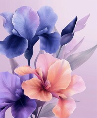 Canvas Print - Elegant Purple and Pink Flowers With Soft Background