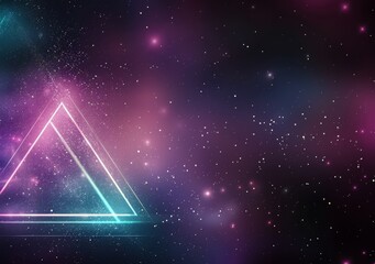 Wall Mural - Glowing Neon Triangle in a Starry Universe at Night