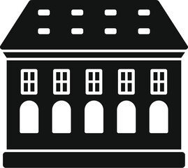 Poster - black silhouette of a big city hall building facade with columns, isolated on a white background
