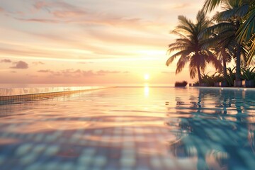 Wall Mural - Infinity pool with blue water. summer vacation