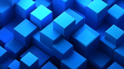 Canvas Print - Abstract blue cubes geometric background.