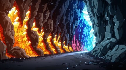 Abstract Tunnel of Fire, Water, and Ice