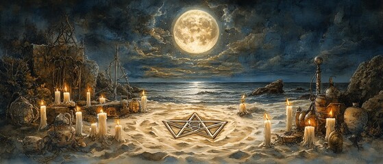 Pentacle Moonlit Ritual Wicca, Paganism Religion Spiritual Symbol