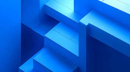 Wall Mural - Abstract blue geometric shapes creating a modern, three-dimensional design.