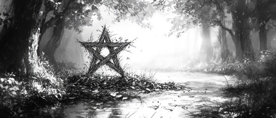 Pentacle Forest Gathering Wicca, Paganism Religion Spiritual Symbol