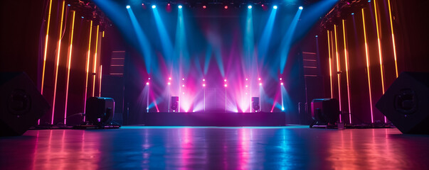 Wall Mural -  Led screen blue on the concert stage	