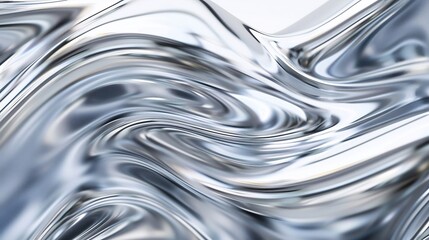 Silver Swirl Fluid Melting Waves Flowing Liquid Motion Abstract Background