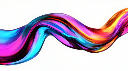 Canvas Print - Abstract colorful liquid wave flowing on white background.