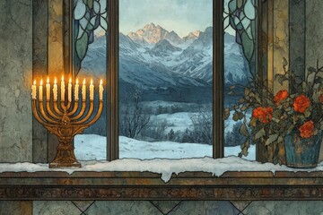 Wall Mural - Menorah Festival of Lights Judaism Religion Spiritual Symbol