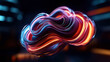 © altitudevisual - Abstract 3D rendering of a colorful swirling shape with neon lights against a dark background, featuring intricate curves and vibrant gradients.