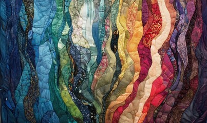 Aufkleber - A colorful quilt with a wave pattern