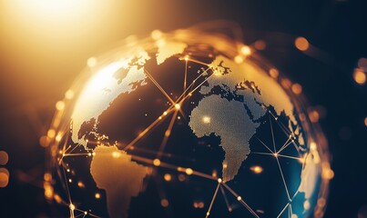 Aufkleber - A globe with a network of lines connecting it