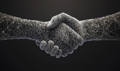 Poster - A hand shake between two people in a digital image