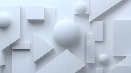 Canvas Print - Abstract composition of white geometric shapes creating a minimalist aesthetic.