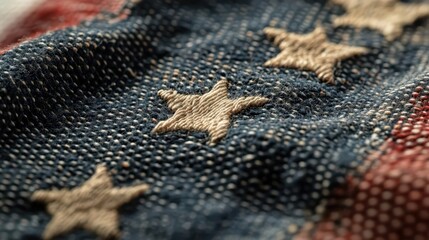 Wall Mural - closeup of american flag fabric patriotic texture and detail