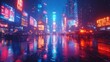© Tatiana Vagizova - Neon-lit city streets at night - generative ai