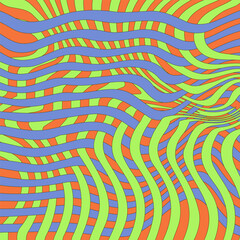 Wall Mural - Groovy intertwined Psychedelic Geometric Background. Vintage wavy lines bound. Vector illustration