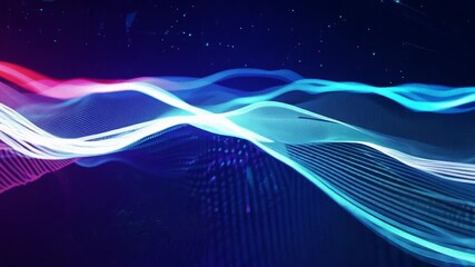 Poster - abstract digital waves in vibrant colors against a dark background generative ai