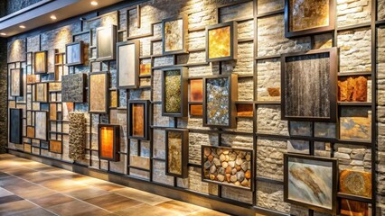 Abstract illusion of natural stone and metal art wall gallery, illusion, abstract,natural stone, metal, art