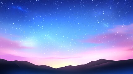 Relaxing landscape with a sky opening with stars and galaxies