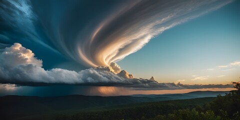 Dynamic swirl clouds creating a breathtaking scene in the sky, showcasing nature's beauty and power.