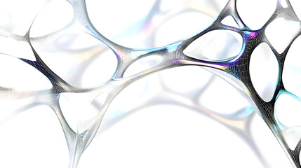 Wall Mural - Abstract network structure with translucent elements and iridescent effects.