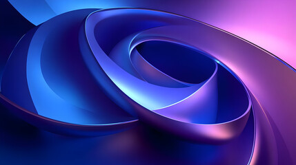 Wall Mural - Abstract swirling blue and purple 3D shapes.