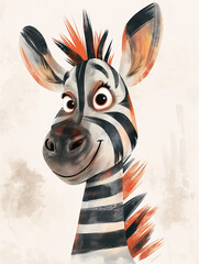 Poster - cute zebra illustration ideal for children