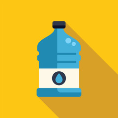 Wall Mural - Large plastic water bottle with a label, set against a vibrant yellow background, representing hydration and refreshment