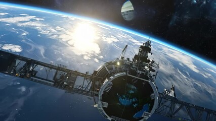 Wall Mural - Space Station Hovering Above Earth