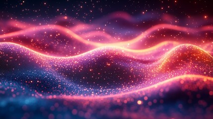 Poster - Waves of vibrant light create a cosmic landscape during nighttime