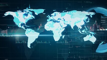 Poster - Holographic World Map Displaying Current Currency Movements Globally Generative AI