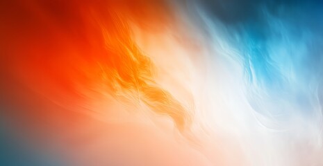 Poster - a gradient background blends orange, blue, and white, evoking emotion in an abstract design.