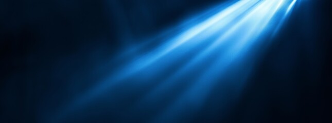 Poster - A bright blue beam glows from a dark background, creating depth and vibrant visual effects.