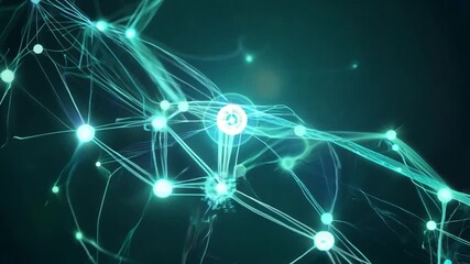 Poster - Conceptual Illustration of Neuron Cells With Glowing Connections Generative AI
