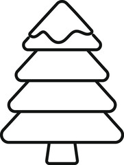 Poster - minimalist vector line art illustration of a christmas tree with snow on top, perfect for holiday th