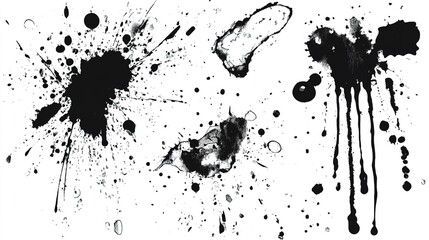 Poster - Ink splatters on a white background, creating a dynamic and artistic composition