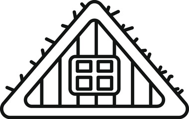 Poster - roof with wooden beams and window being covered with snow