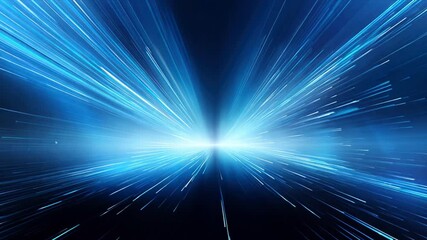 Leinwandbilder - Blue Warp Speed:  Abstract streaks of blue light converge and burst, creating a sense of rapid acceleration and futuristic travel. 