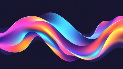 Poster - Vibrant abstract waves in multicolored gradients on a dark background