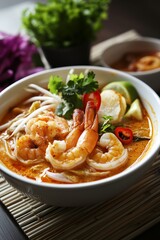 Spicy Curry Seafood Noodle Soup with Shrimp