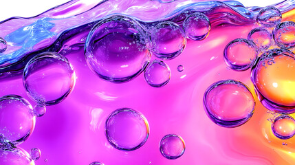 Canvas Print - Colorful bubbles in a vibrant liquid background.