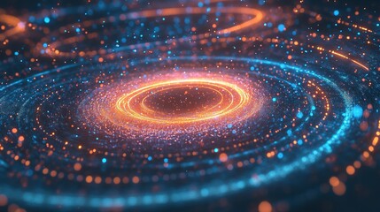 Poster - Colorful swirling light patterns create an abstract representation of a galaxy