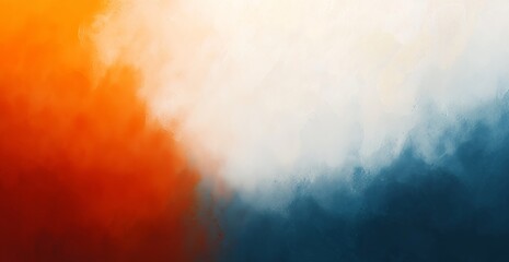Poster - A vibrant gradient of orange, blue, and white transitions from orange to dark gray, like an abstract painting.