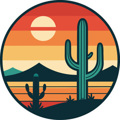 cactus in desert logo , icon, element, and template