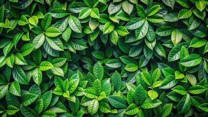 Wall Mural - Top view of lush green leaves creating a refreshing and natural background, green, leaves, foliage, vegetation, nature